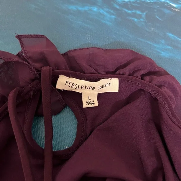 ☀️PerSeption Concept Ruffled Off-Shoulder Purple Blouse - Picture 5 of 6